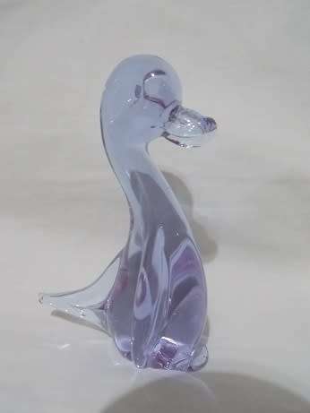 Lovely Lilac Glass Duck Paperweight