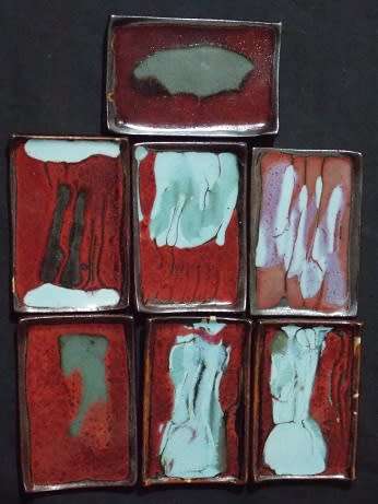 Set of Six Pottery Hors D`oeuvre Plates