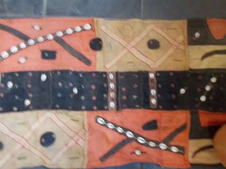 Stunning African Ethnic Raffia Rug with Cowry Shells