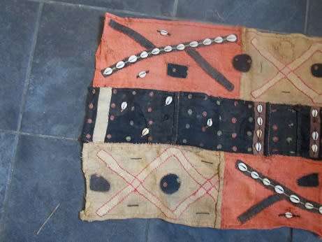 Stunning African Ethnic Raffia Rug with Cowry Shells