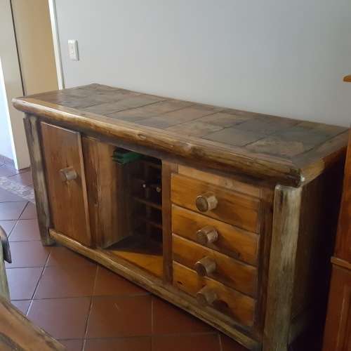 Large rustic dining suite with free Oregon pine display cabinet