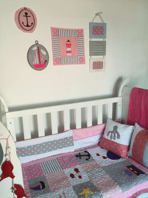 Nautical themed handmade cot set