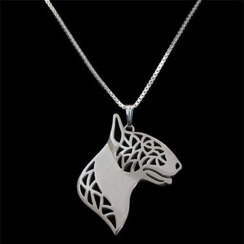Bull Terrier necklace - Profile - Silver plated