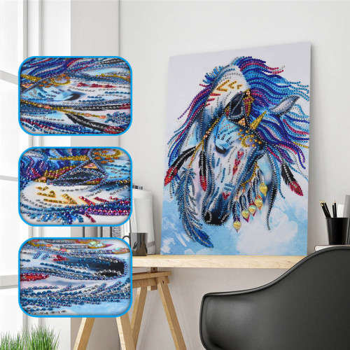 5D Diamond paint by numbers - Horse with feathers