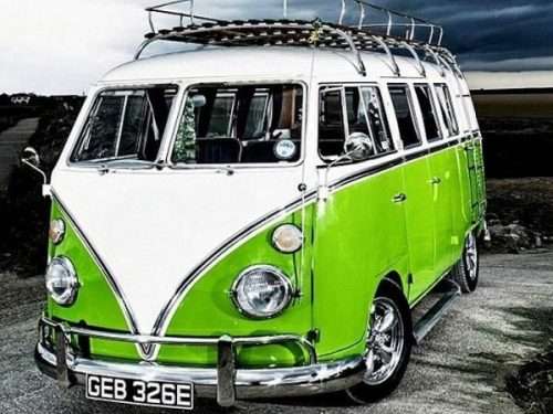 5D Diamond paint by numbers  VW Bus Lime Green - 2456