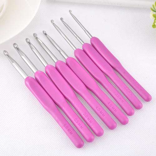 8 pce Crochet hook ABS handle - Pink