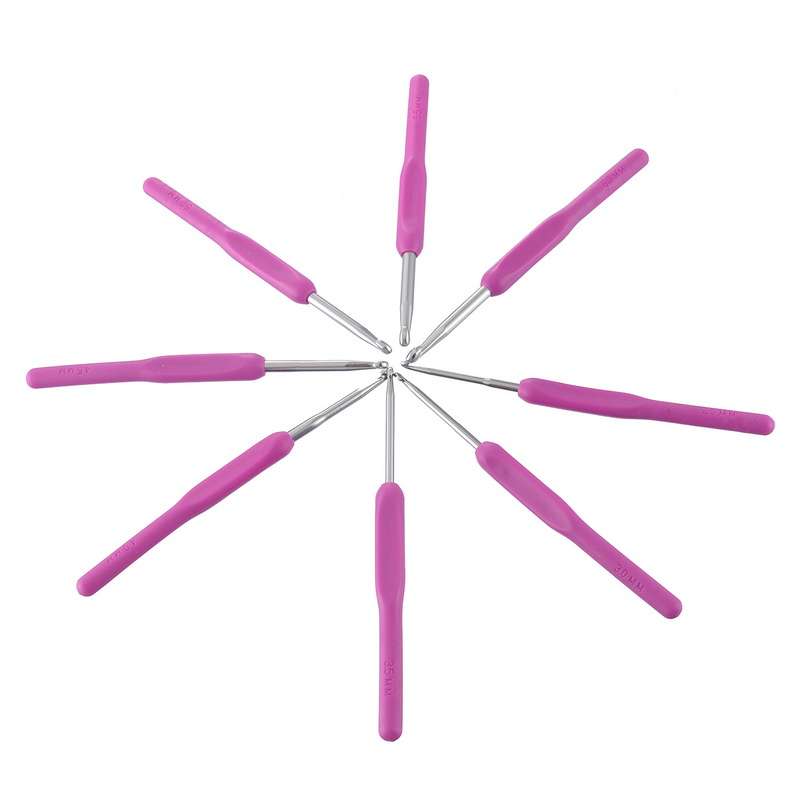 8 pce Crochet hook ABS handle - Pink