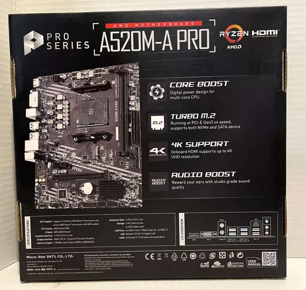 MSI A520M-A PRO AM4 Micro ATX Motherboard