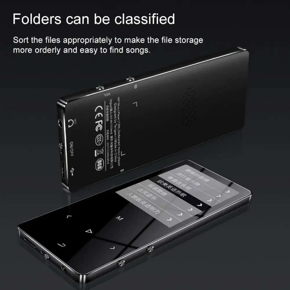 X2 1.8 inch Touch Screen Metal Bluetooth MP3 MP4 Hifi Sound Music Player 8GB - (Black)