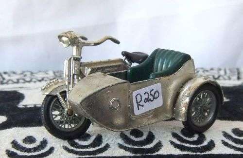 Vintage Die cast metal motorbike with sidecar by Lesney England