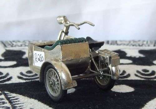 Vintage Die cast metal motorbike with sidecar by Lesney England