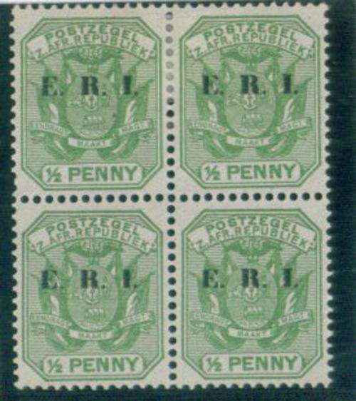 SACC 244 1901 ERI Halfpenny - Wmk Multiple Crown CA - Bock of 4 **/*