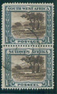 SACC 109 - 1931 "Perf Up" Definitive 1/- Vertical Pair - Fine Used