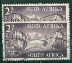 SACC 137v - 1952 Tercentenary 2d Spot over Table Mountain Vaiety - Fine Used