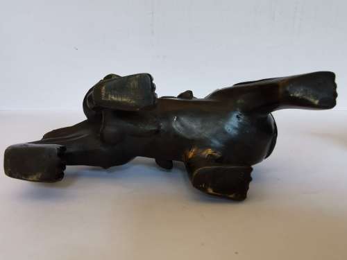 Eastern antique Old Chinese a pair of exquisite copper animal paperweights