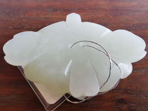 He Tian White Jade three layer craft Ornament of Flower Piece by China Qing Dynasty