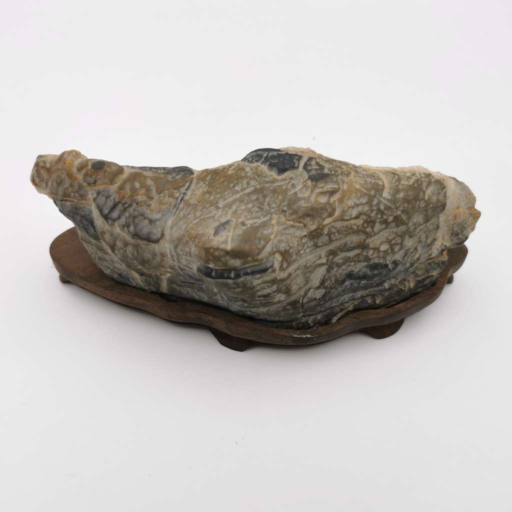 Antique Natural stone ornaments with a rosewood base