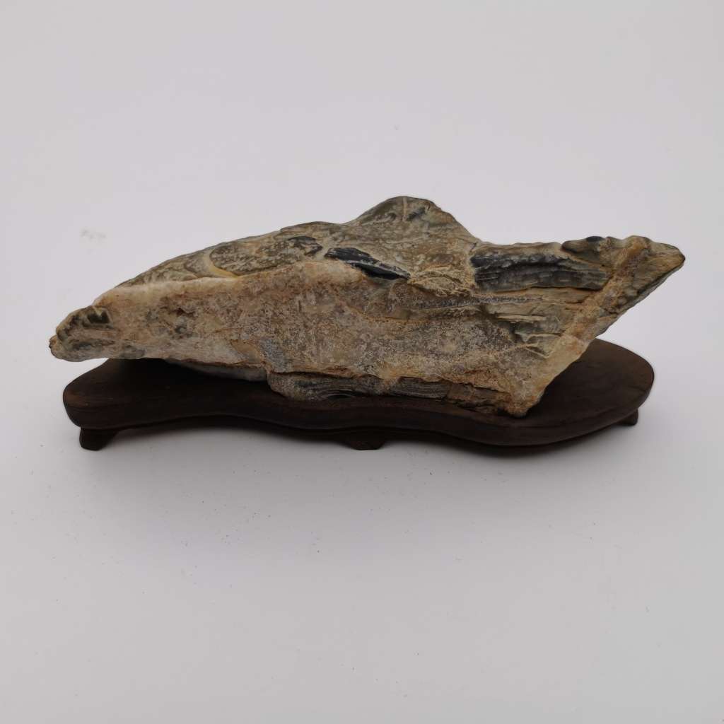 Antique Natural stone ornaments with a rosewood base