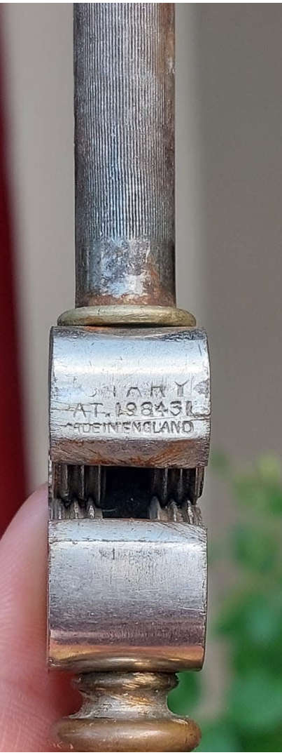 RARELY SEEN 1929 JOHN ORRS KNIFE SHARPENER ROD WITH CLASSIC YELLOW FAUX BONE HANDLE