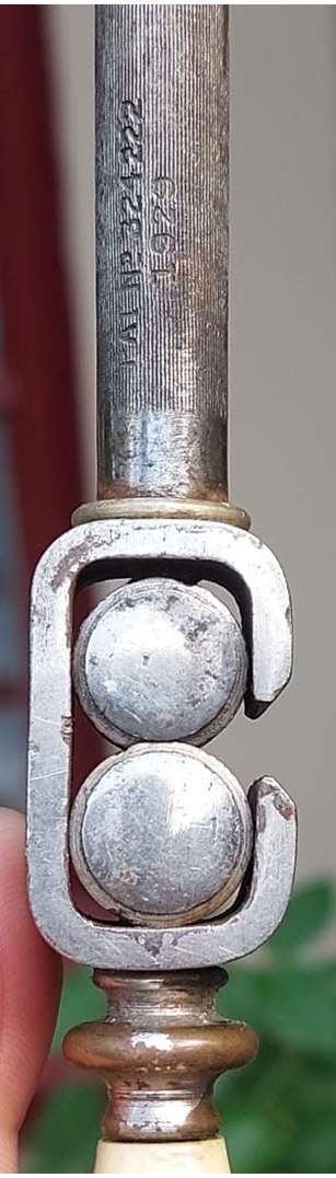 RARELY SEEN 1929 JOHN ORRS KNIFE SHARPENER ROD WITH CLASSIC YELLOW FAUX BONE HANDLE