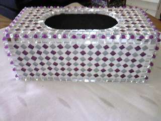 Beautiful mosaic tissue box (pink and silver)