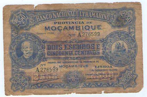 MOZAMBIQUE (PROVINCE)-- 1941 2$50 BANCO NACIONAL ULTRAMARINO