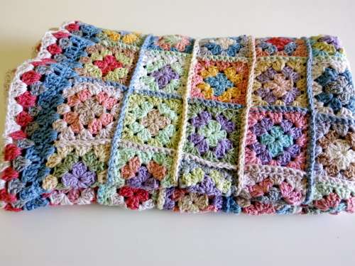 BOHO HAND CROCHET BABY BLANKET 80CM X 75 CM