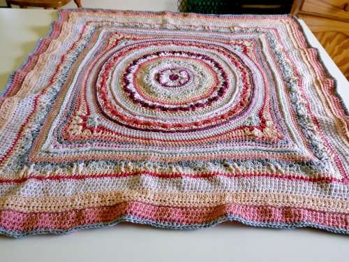 BOHO HAND CROCHET BABY BLANKET 75CM X 75CM