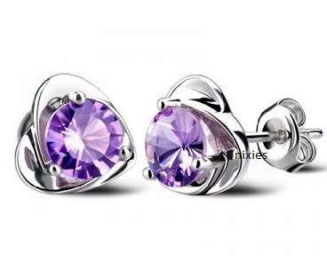 BEAUTIFUL AMETHYST SWAROVSKI EARRING STUDS