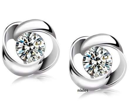 925 STERLING SILVER SWAROVSKI DIAMOND ROUND STUDS