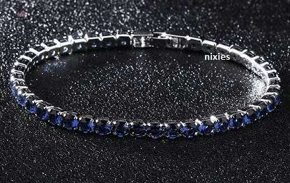 LOVELY BLUE SAPPHIRE SWAROVSKI ELEMENTS TENNIS BRACELET