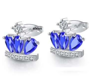 DARLING TANZANITE SWAROVSKI CROWN EARRINGS