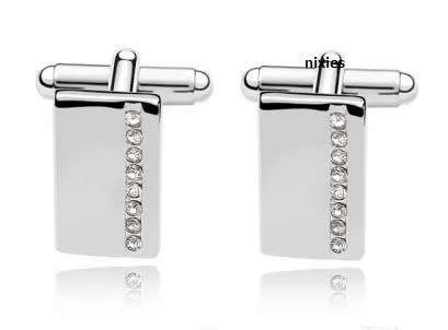 ELEGANT CUFF LINKS WITH SWAROVSKI DIAMOND CRYSTALS