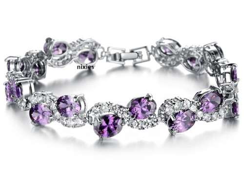 RICH PURPLE AMETHYST & DIAMOND  SWAROVSKI TENNIS BRACELET