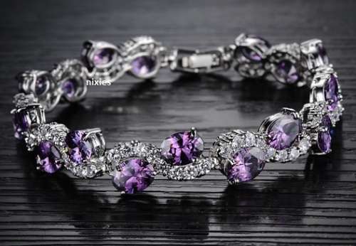 RICH PURPLE AMETHYST & DIAMOND  SWAROVSKI TENNIS BRACELET