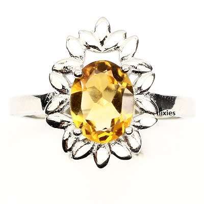 **R1 NO RESERVE** REAL CITRINE 925 STERLING SILVER RING - SIZE 8(Q)
