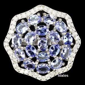 **SALE** BEAUTIFUL BROAD REAL TANZANITE 925 STERLING SILVER RING - SIZE - 6(M)