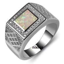 ATTRACTIVE GENTS WHITE FIRE OPAL RING - SIZE 10(U)