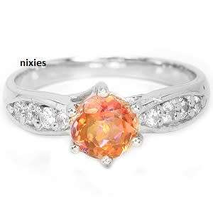 SPARKLING MULTI COLOUR TOPAZ SOLITAIRE IN SOLID 925 STERLING RING - SIZE 6.5(N)
