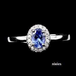 DARLING REAL TANZANITE 925 STERLING SILVER RING - SIZE 7(O)