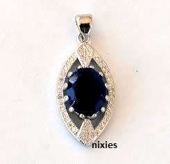 BEAUTIFUL BLUE SAPPHIRE 925 STERLING SILVER PENDANT