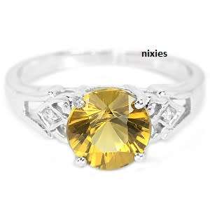 SPARKLING COGNAC QUARTZ SOLITAIRE IN SOLID 925 STERLING RING - SIZE 7(O)