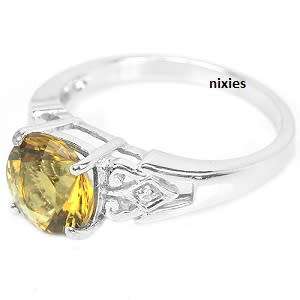 SPARKLING COGNAC QUARTZ SOLITAIRE IN SOLID 925 STERLING RING - SIZE 7(O)