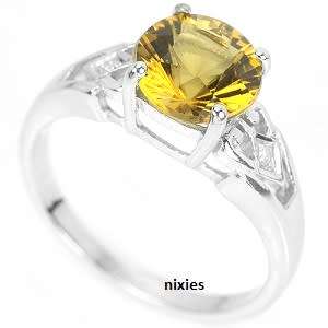 SPARKLING COGNAC QUARTZ SOLITAIRE IN SOLID 925 STERLING RING - SIZE 7(O)