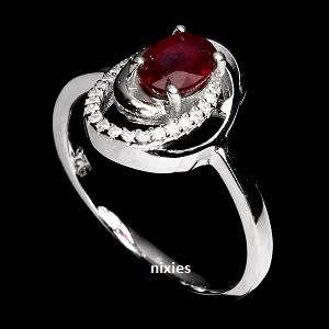STUNNING REAL RUBY SOLID 925 STERLING SILVER RING - SIZE 6(M)
