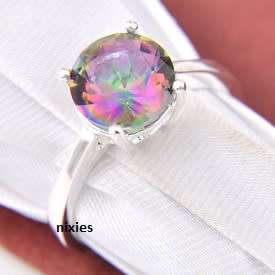 SPARKLING MYSTIC TOPAZ SOLITAIR RING - SIZE 8(Q)