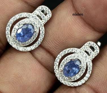 GORGEOUS REAL TANZANITE 925 STERLING SILVER EARRINGS