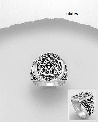 "ONLY ONE" SOLID 925 STERLING SILVER CELTIC/FREE MASON/LEAF RING - SIZE 10(U)