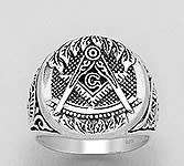 "ONLY ONE" SOLID 925 STERLING SILVER CELTIC/FREE MASON/LEAF RING - SIZE 10(U)