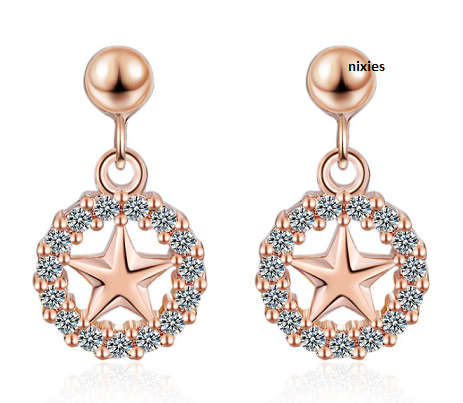 AMAZING  18K ROSE GOLD VERMEIL STAR EARRINGS